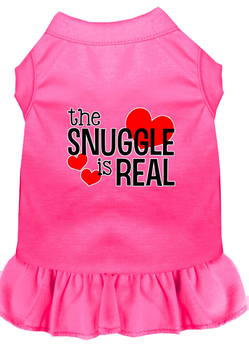 The Snuggle is Real Screen Print Dog Dress Bright Pink XXXL